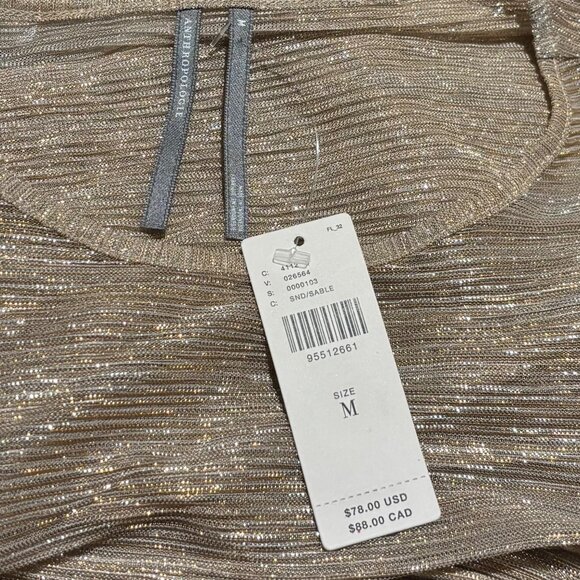 Anthropologie Twist-Front Shine Top Metallic Long Sleeve Size M - Picture 7 of 8